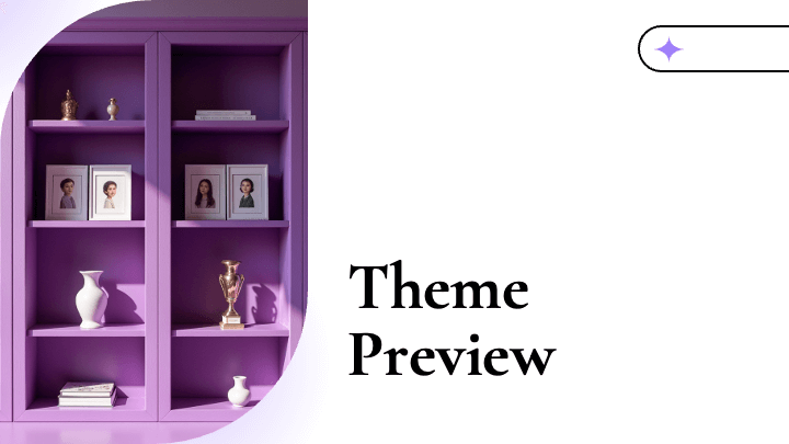 Rich purple organic shapes with star accents and lifestyle photography